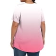 thumbnail image 4 of Olyvenn Hauts Grande Taille pour Femmes, devant Plissé, Col Ras du Cou, Manches Courtes, Chemisiers Dégradés, Tuniques d'Été 2025, Chandails Fluides, T-Shirts Roses, TTTTG, 4 of 6