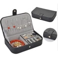 thumbnail image 3 of Jewellery Organizer Jewellery Box Leather Jewellery Box Women Travel Jewellery Case Portable Small Jewellery Organizer Box for Rings Earrings Necklace Jewellery Case Jewellery Display Storage (Nero 19*11*4.4cm), 3 of 5