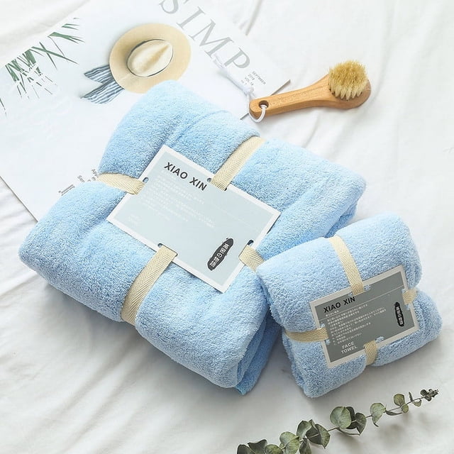 TopLLC Cotton 2 In 1 Bath Towel And Face Towel Soft-Bath Towels Set OF
