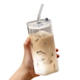 thumbnail image 1 of Heat-Resistant Glass Cup - 400ML, Straw, for Coffee, Juice & Outdoor Use, 1 of 8