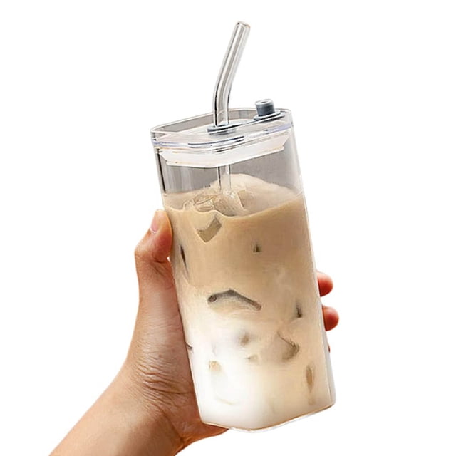 Heat-Resistant Glass Cup - 400ML, Straw, for Coffee, Juice & Outdoor Use