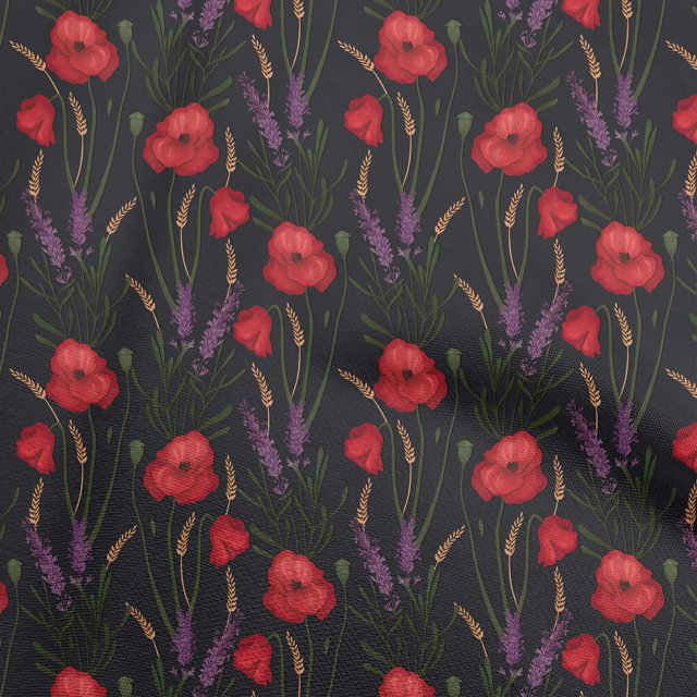 oneOone Coton Popeline Sergé Rouge Tissu Floral Rétro Matériel de Couture Tissu Imprimé par la Cour 56 Pouces de Large