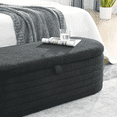 thumbnail image 5 of KOSSMAI Oval Upholstered Tufted Strip Storage Bench Ottoman 45.5" For Living Room Bed Room Entry Black, 5 of 5