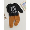 thumbnail image 3 of FAROOT Baby Boys Pants Set,Crew Neck Letters Print Sweatshirt with Elastic Waist Sweatpants, 3 of 8