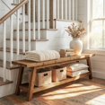 thumbnail image 3 of Tribesigns Solid Wood Entryway Bench, 62.99" Long Shoe Bench  with Storage Shelf for Entryway, Living Room, 3 of 5