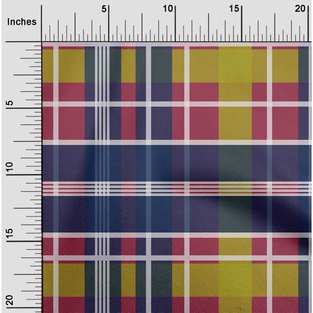 oneOone Cotton Poplin Fabric Madras Check Decor Fabric Printed BTY 42 Inch Wide