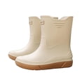 thumbnail image 1 of Beige Mens Rain Boots With Solid Color Letter Design Waterproof Low Top Rubber Comfortable For Spring Summer Casual Outdoor Wear Size 44, 1 of 9