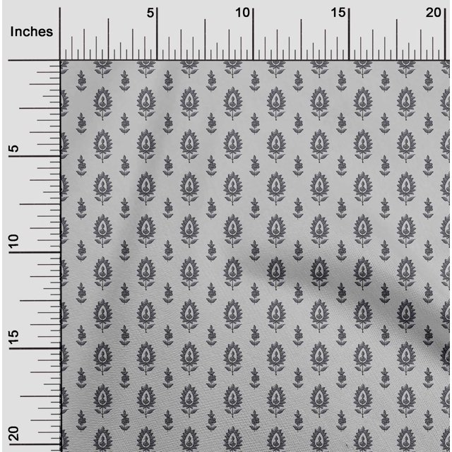 oneOone Silk Tabby Fabric Leaves & Floral Block Print Sewing Fabric BTY 42 Inch Wide
