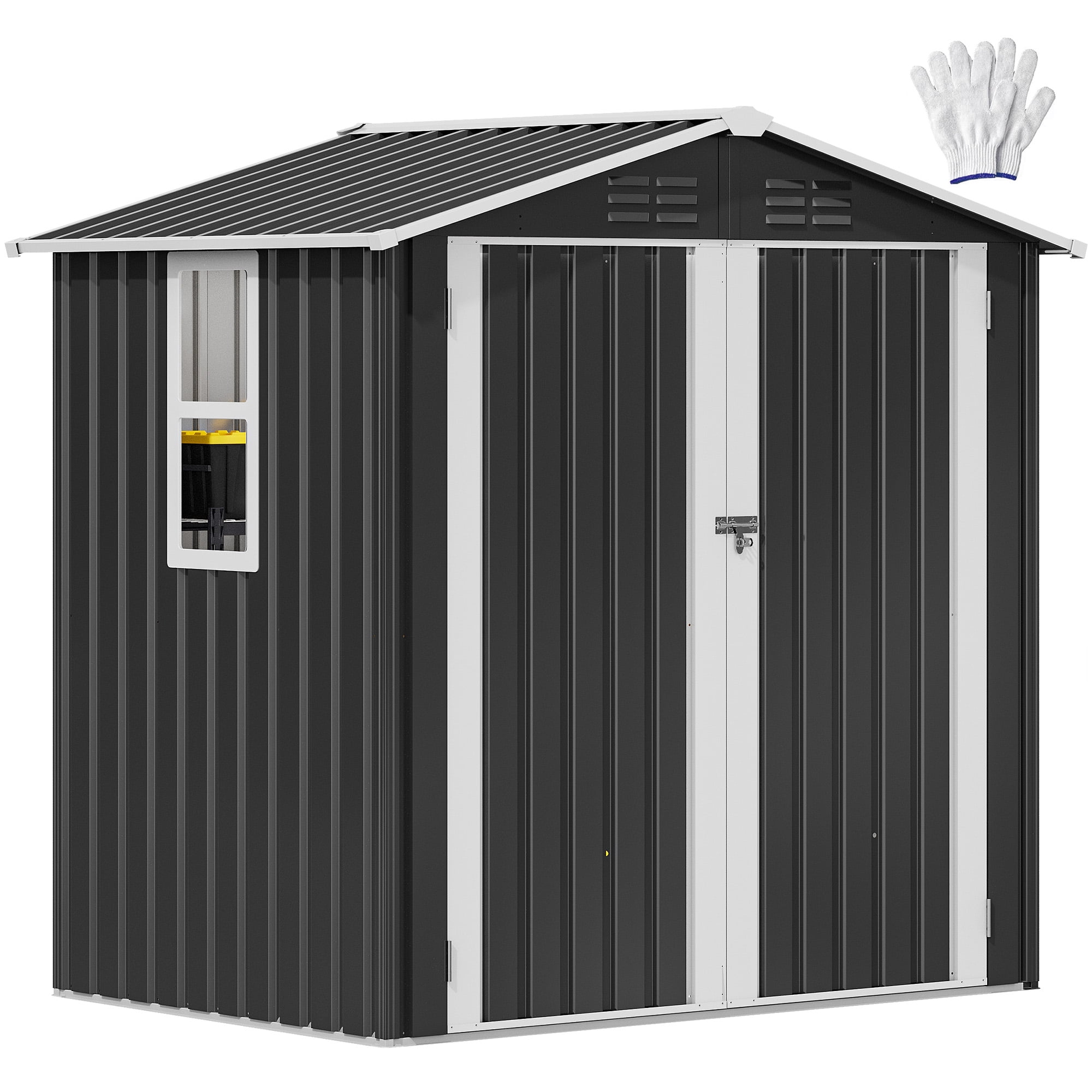 DEXTRUS 7x5 ft Metal Outdoor Shed with Air Vent & Lockable Door
