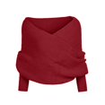 thumbnail image 4 of RXIRUCGD Women's Casual Solid Color Irregular Pullover Solid Color Sweater Shawl( Wine ), 4 of 5