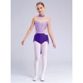 thumbnail image 3 of Jhaoyu Robe de Danse Lyrique pour Filles Robe de Ballet Enfants Sans Manches Gymnastique Justaucorps Jupe Haute Basse Violette 12, 3 of 7