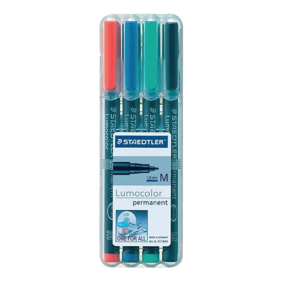 STAEDTLER 317 WP4 Lumocolor Permanent Marker Medium 1.0mm (Pack of 4)