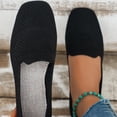 thumbnail image 5 of Womens Casual Shoes Large Size Knit Solid Color Simplicity Soft Sole Square Toe Flat Bottom Comfortable Breathable Mesh Walking Shoes Slip on Single Shoes Black, 5 of 5