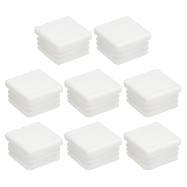 Unique Bargains 8Pack 25mmx25mm(0.98inch) Plastic Tubing Plug Square Post End Caps White