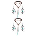 thumbnail image 3 of mmirethe Dangle Earring Long Pattern Hanging Pendant Popular Accessories Bohemian Necklace Anniversary Gift Decorations Neck Chain Necklace Earring Set 2Set, 3 of 6