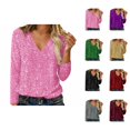 thumbnail image 1 of Hauts Scintillants pour Femmes 2026 Printemps à la Mode Manches Longues Col en V T-Shirt Décontracté à Paillettes Haut de Sortie Tenues de Rave, 1 of 8