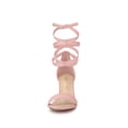 thumbnail image 2 of BLISSFUL STEP Edition Women's Lace Up and Ankle Strap Block Heel Sandals Light Pink 9, 2 of 8