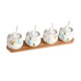 thumbnail image 1 of Ceramic Sugar Bowl With Lid, Porcelain Sugar Pot With Spoon, Small Salt Pot, Storage Jar , For Coffee Bar, Restaurant-Flower-4 Set, 1 of 8