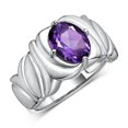 thumbnail image 3 of RYLOS Bagues pour Femmes Bague en Argent Sterling Solitaire Pierre Précieuse Ovale 9x7 mm avec Anneau Fini Satiné Améthyste de Février Bijoux Taille 7, 3 of 7