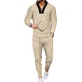thumbnail image 1 of Innerwin Base Layer Suit Elastic Waist Men Tracksuit Sports Stretchy Active Compression Shirt And Pant Set Khaki L, 1 of 2