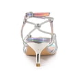 thumbnail image 2 of BLISSFUL STEP Women's Shoes Rhinestone Strap Slingback Kitten Heel Sandals Silver 7, 2 of 7