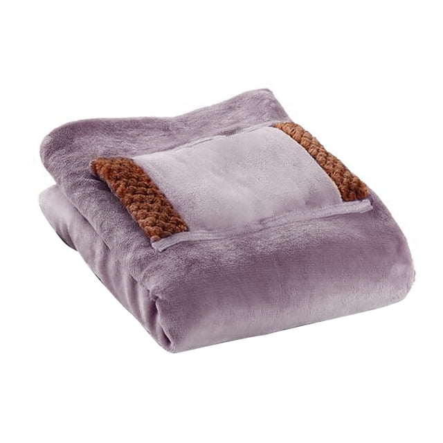 Electric Blanket Heated Throw, Soft Flannel Heating Blanket Throw with 3 Heating Levels & Above 60° Auto Off, Machine Washable, Home Office Use, 24x31 Inch, Purple
