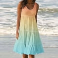 thumbnail image 2 of AherBiu Plus Size Beach Dresses for Women Gradient Color Sundresses Ruched Ruffle Flowy Midi Tank Dress, 2 of 5