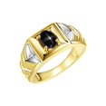 thumbnail image 3 of RYLOS Men's Rings Yellow Gold Plated Silver Rings Designer Weave Band 7X5MM Gemstone  Ring Black Star Sapphire March Birthstone Rings For Men Size 10, 3 of 7