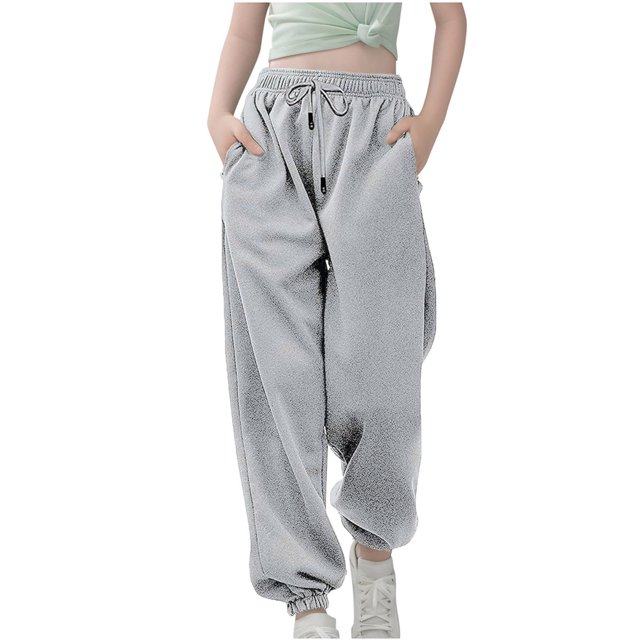 Plebaso Pantalon de Survêtement à Bas Resserré pour Garçons et Filles, Cordon de Serrage, Taille Haute, Pantalon Jogger, Pantalon de Course Athlétique
