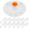 thumbnail image 4 of OULII Egg Serving Tray Deviled Eggs Tray White Plastic Use 1Set, 4 of 7