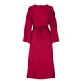 thumbnail image 4 of Abaya Kaftan pour Femmes Robe Musulmane Couverture Complète Robe Ethnique de l'Aïd Fluide Élégante Ceinturée Plissée Longue Robe, 4 of 5