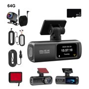 maskred ABS Dash Cam Front Rear Dash Camera 4K/1080P Recorder 4K Dash Cam Dash Cam 24H Parking Monit-or Compact G-sensor 64G Card
