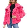 thumbnail image 1 of Hvobtty Veste en Molleton Décontractée à Manches Longues pour Femme, Manteau Chaud en Fausse Fourrure pour Femmes Dames Hiver Uni à Col Rabattu, 1 of 4