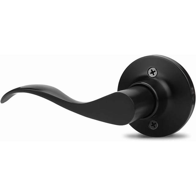 Poignée de Porte d'Intimité Intérieure avec Serrure, Levier de Porte Mat pour Salle de Bain et Chambre, Poignée de Porte Style Vague, Intérieur, Mat, Réversible, Verrouillage Sans Clé
