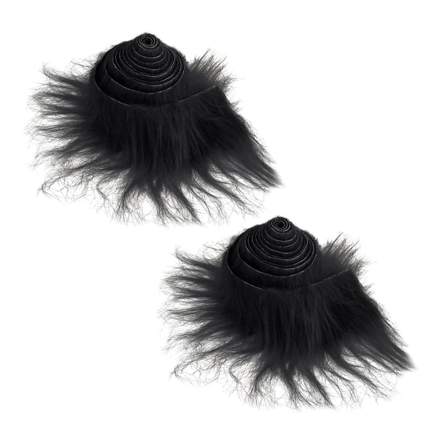 Segolike 2x Faux Fur Fabric Costume Soft Shaggy Fur Patches in black, featuring two rolled pieces of artificial fur with a shaggy texture. Each piece measures 55cm wide and 1.5m long, ideal for crafting projects like gnome beards, cosplay hats, and Christmas decorations. The fabric has a realistic texture, suitable for DIY crafts and holiday-themed decorations.