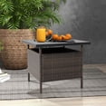 thumbnail image 2 of Patiojoy Table d'Extérieur en Osier Table Basse en Rotin avec Trou pour Parasol Insert Plateau PE et Cadre en Métal Robuste, 2 of 9