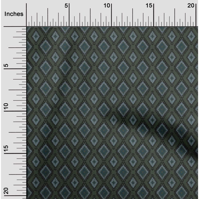 oneOone Polyester Lycra Fabric Argyle Style Ikat Printed Fabric 1 Yard 56 Inch Wide
