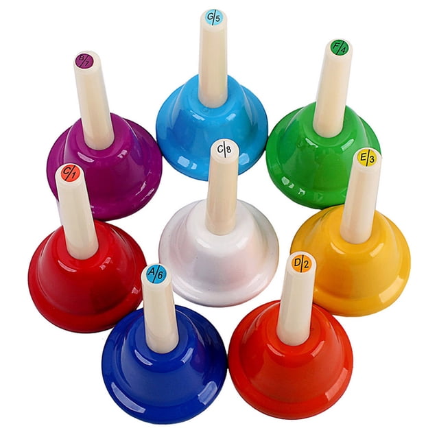 Jouet Musical Anti-Dérapant Poignées Cloches Frapper Cloches pour Enfants Accessoires d'Instruments de Percussion Léger 8-Note Main Cloche Bébé Éducation Préscolaire