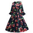 thumbnail image 1 of Pompotops Robe en Dentelle à Manches Longues Imprimé Floral Col Rond pour Femmes, 1 of 6