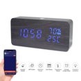 thumbnail image 1 of Mistaha LED Digital Wooden Alarm Clock APP Control Time/ Temperature/ Humidity/ Date Display Electronic Desktop Clock 4 Levels Brightness Sound Control USB Charge or Battery Supply, 1 of 8