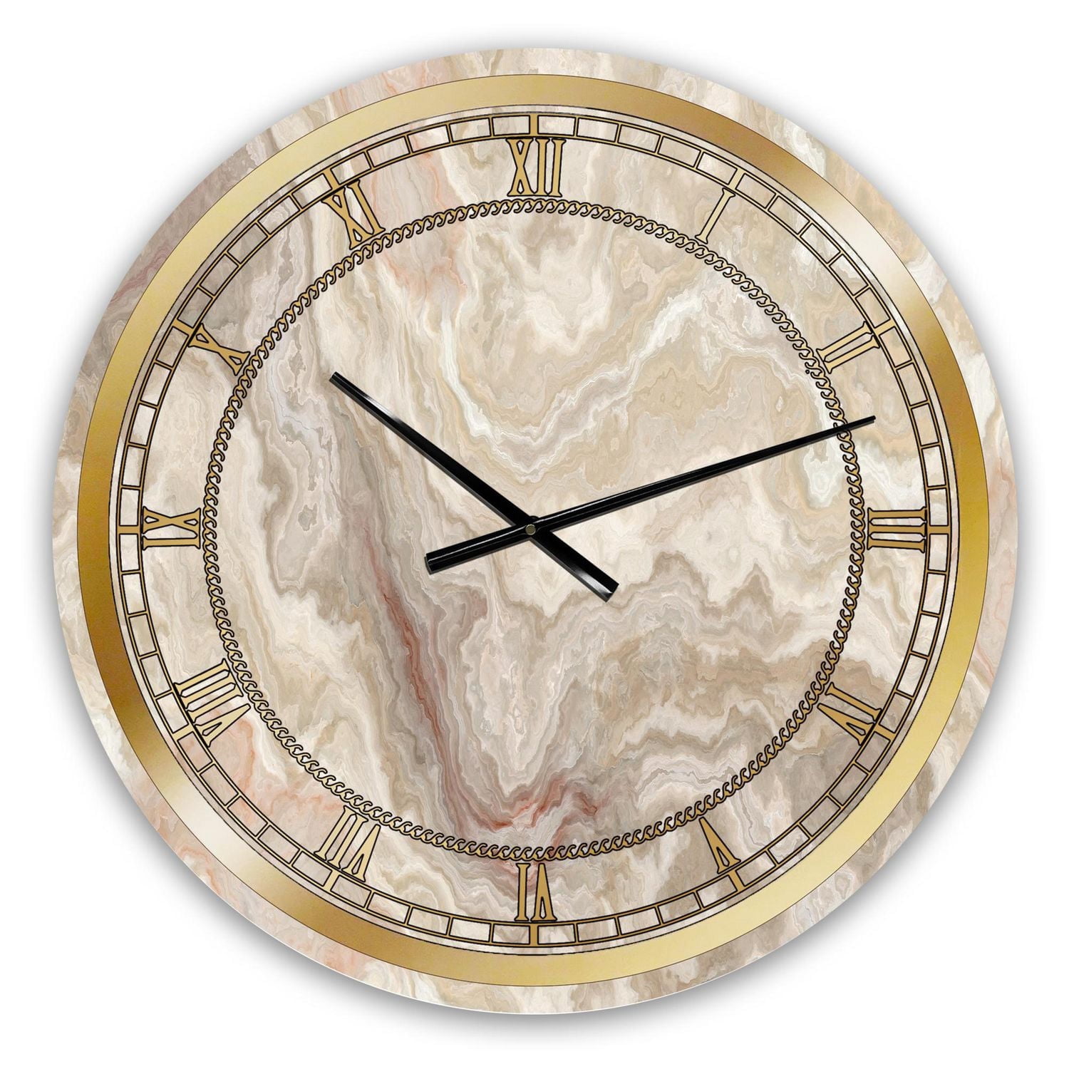 Designart Onyx Blanc Marbre Blanc Naturel horloge murale