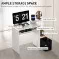 thumbnail image 3 of Computer Desk with Sliding Keyboard Tray Storage Drawer Shelf Home Office Workstation White, 3 of 7