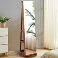thumbnail image 4 of Gymax Armoire à Bijoux Miroir Rotative à 360° avec Grand Miroir et Étagères de Rangement Brun, 4 of 9