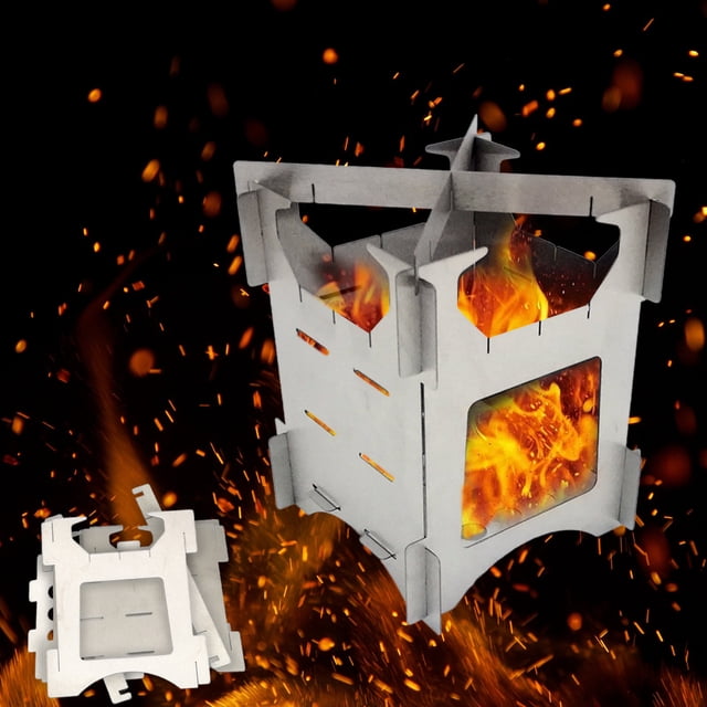 Kbndieu Folding Firewood Stove Mini Light Outdoor Stainless Steel Folding Firewood Stove Portable Field Hiking Mini Stove Splicing Camping Stove Kitchen Essentials