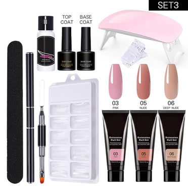 Dadatutu Trousse d'Extension d'Ongles en Acrylique pour Débutants avec 7 Couleurs - Bouteilles de Gel de 150 ml, 100 Embouts et Lampe Rechargeable Usb, Ensemble-Cadeau Bricolage à Séchage Rapide
