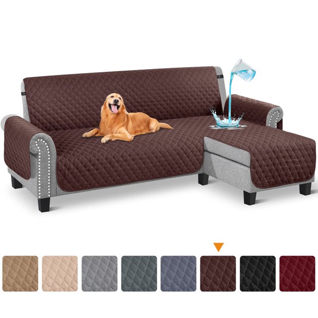 CHUANK Housse Imperméable pour Canapé, Housses pour Sofa en L, Housse pour Chaise Longue, Housse Réversible de Protection de Meuble pour Animaux, Enfants, Chien, Chat, Kaki P