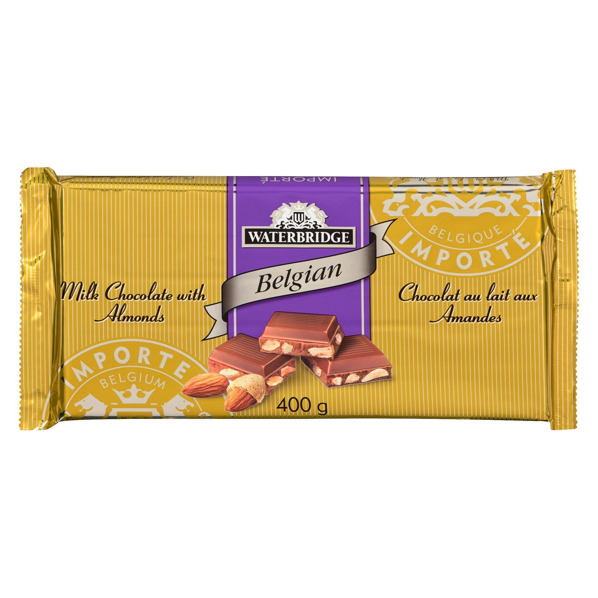 Waterbridge Premium Chocolate Bar Almond, 400 Grams