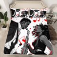 thumbnail image 2 of Music Bed Sheets Set King Romantic Saxophone Sheet Set,Minimalist Music Instrument Print Sheets for Kids Woman Men Retro Saxophone Musical Notes Top Sheet,Black And White, 2 of 7