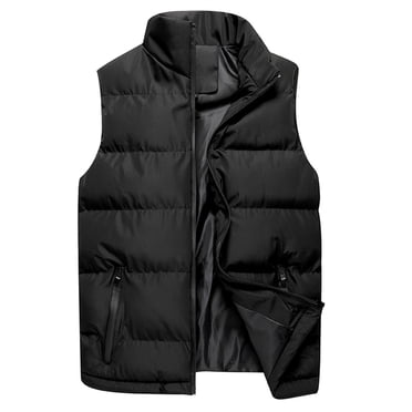 Kcodviy Men Autumn Winter Stand Coats for Winter Collar Pure Color Waistcoat Winter Plus Size Coats for Men Vest Jacket Top Coat