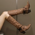 thumbnail image 4 of Bottes Longues pour Femmes Lacées à Bout Pointu Bottes de Chevalier Chaudes à Talon Haut Bottes en Cuir, 4 of 6